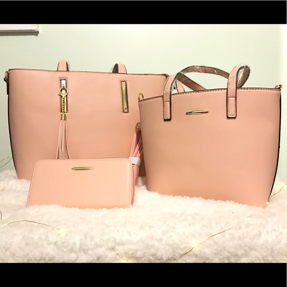 Handbags - 3-piece set Blush Pink Purse,Mini Purse,Wallet Handbags - 3-piece set Blush Pink Purse,Mini Purse,Wallet